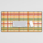 Retro Plaid - Mid Century Modern 50s 60s 70s Pattern in Green, Orange, Yellow, and White Desk Mat Gallery Image 1