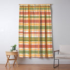 Retro Plaid - Mid Century Modern 50s 60s 70s Pattern in Green, Orange, Yellow, and White Window Curtain Gallery Image 5