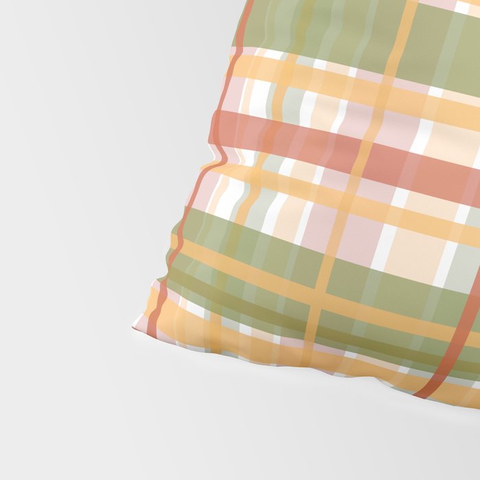Retro Plaid - Mid Century Modern 50s 60s 70s Pattern in Green, Orange, Yellow, and White Pillow Sham Gallery Image 4