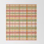 Retro Plaid - Mid Century Modern 50s 60s 70s Pattern in Green, Orange, Yellow, and White Throw Blanket Gallery Image 2