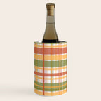 Retro Plaid - Mid Century Modern 50s 60s 70s Pattern in Green, Orange, Yellow, and White Wine Chiller Gallery Image 2