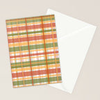 Retro Plaid - Mid Century Modern 50s 60s 70s Pattern in Green, Orange, Yellow, and White Stationery Card Gallery Image 2