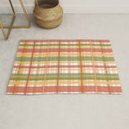 Retro Plaid - Mid Century Modern 50s 60s 70s Pattern in Green, Orange, Yellow, and White Rug Gallery Image 1