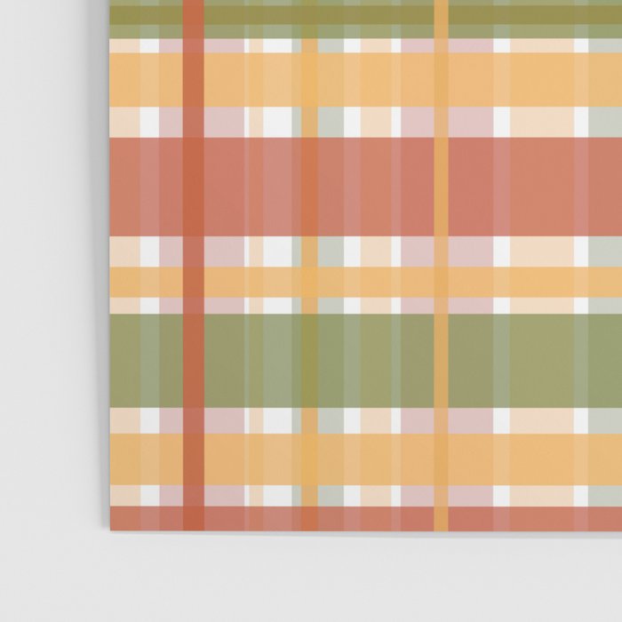 Retro Plaid - Mid Century Modern 50s 60s 70s Pattern in Green, Orange, Yellow, and White Poster Gallery Image 3