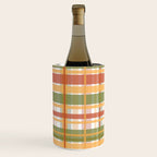 Retro Plaid - Mid Century Modern 50s 60s 70s Pattern in Green, Orange, Yellow, and White Wine Chiller Gallery Image 3
