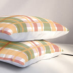 Retro Plaid - Mid Century Modern 50s 60s 70s Pattern in Green, Orange, Yellow, and White Pillow Sham Gallery Image 3