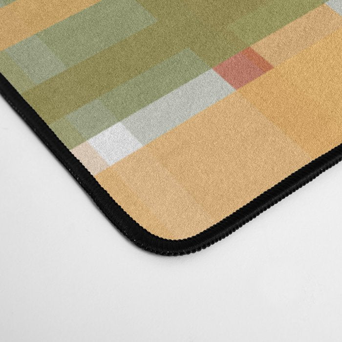 Retro Plaid - Mid Century Modern 50s 60s 70s Pattern in Green, Orange, Yellow, and White Desk Mat Gallery Image 4