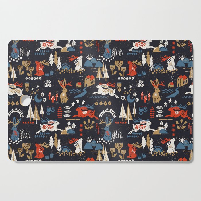 Happy nordic Wolpertinger dark Cutting Board Gallery Image 1