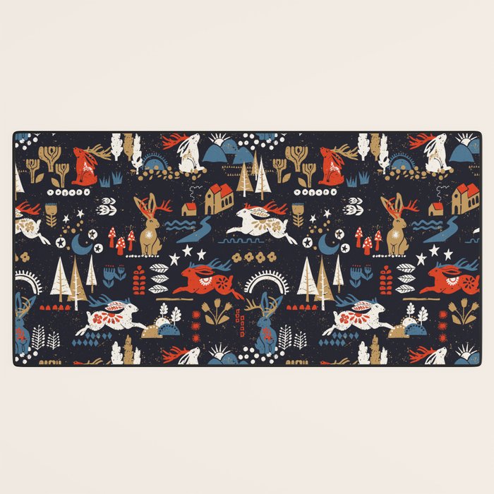 Happy nordic Wolpertinger dark Desk Mat Gallery Image 3