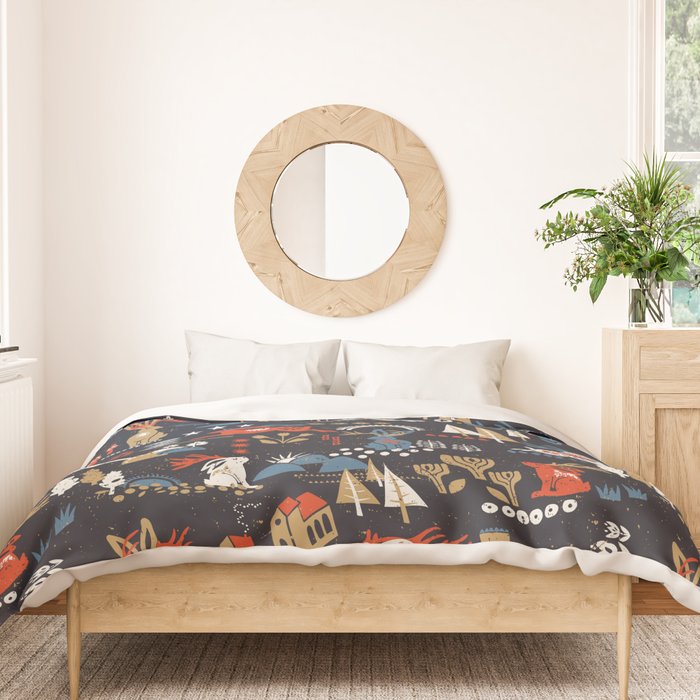 Happy nordic Wolpertinger dark Duvet Cover Gallery Image 3