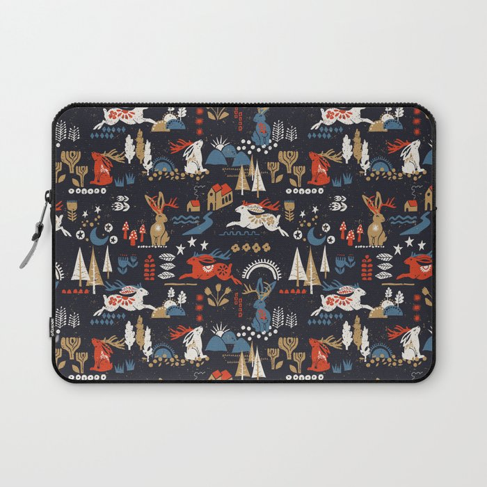 Happy nordic Wolpertinger dark Laptop Sleeve Gallery Image 1
