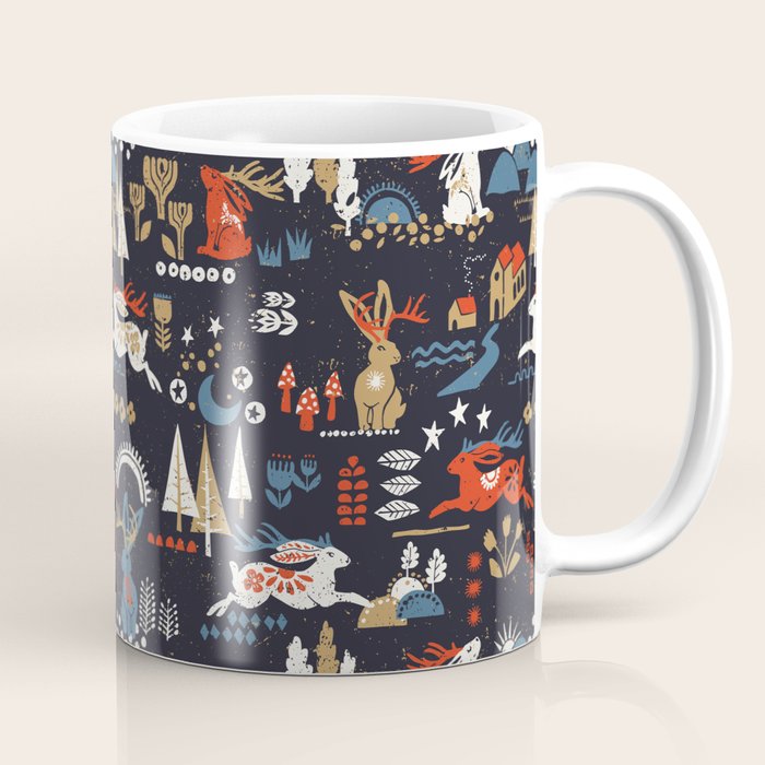 Happy nordic Wolpertinger dark Coffee Mug Gallery Image 1