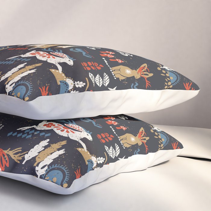 Happy nordic Wolpertinger dark Pillow Sham Gallery Image 3