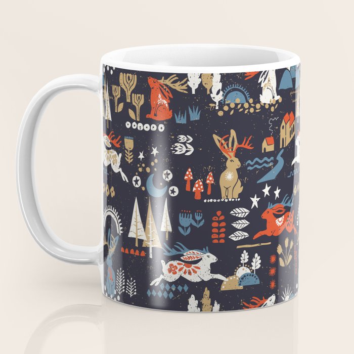 Happy nordic Wolpertinger dark Coffee Mug Gallery Image 3