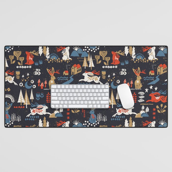 Happy nordic Wolpertinger dark Desk Mat Gallery Image 1