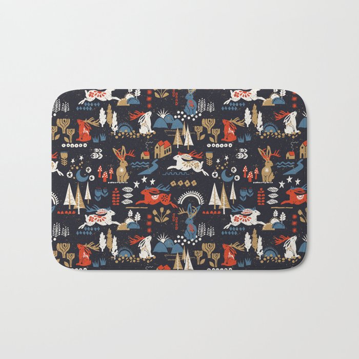 Happy nordic Wolpertinger dark Bath Mat Gallery Image 1