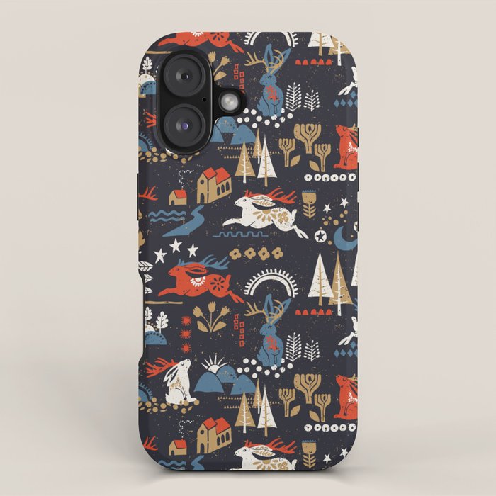 Happy nordic Wolpertinger dark iPhone Case Gallery Image 1
