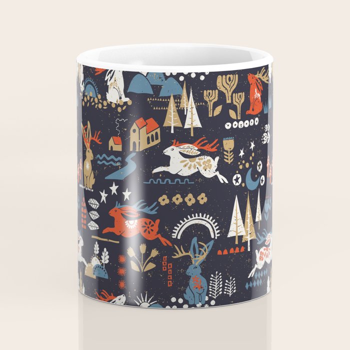 Happy nordic Wolpertinger dark Coffee Mug Gallery Image 4