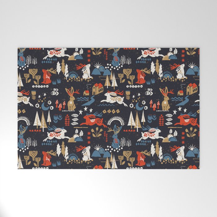 Happy nordic Wolpertinger dark Welcome Mat Gallery Image 1
