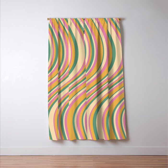 Wavy Stripes XIX - Boho Vintage Window Curtain Gallery Image 3