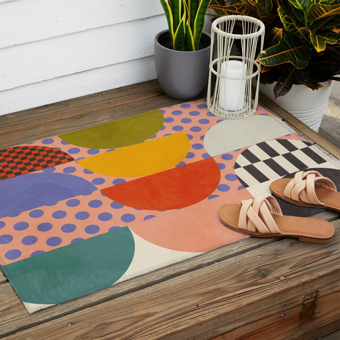 mid century modern shapes 6 22 Outdoor Rug Gallery Image 2