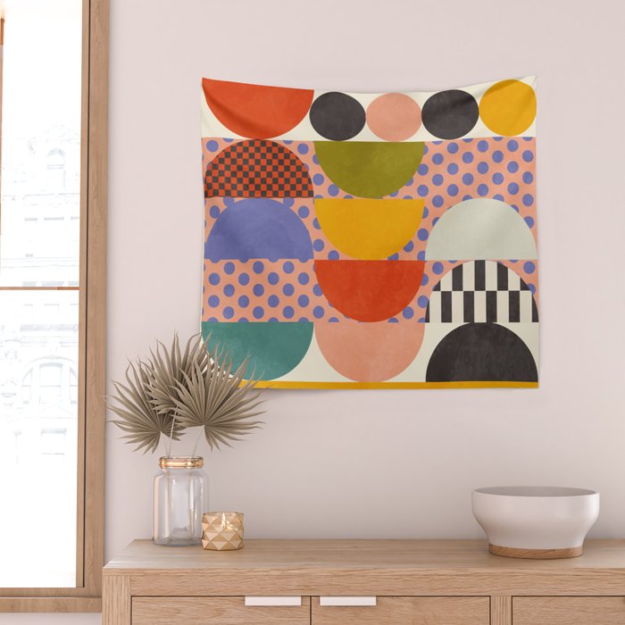mid century modern shapes 6 22 Wall Tapestry Gallery Image 2