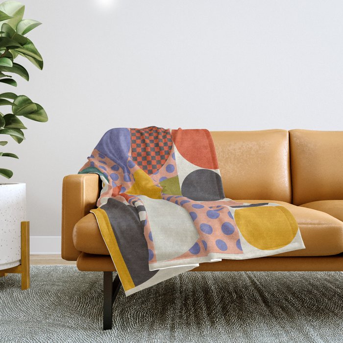 mid century modern shapes 6 22 Throw Blanket Gallery Image 1