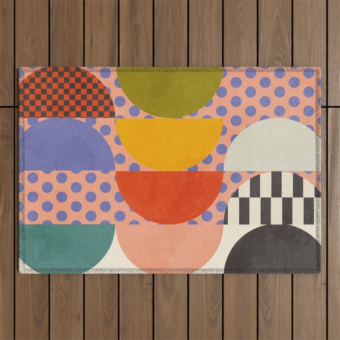 mid century modern shapes 6 22 Outdoor Rug Gallery Image 1