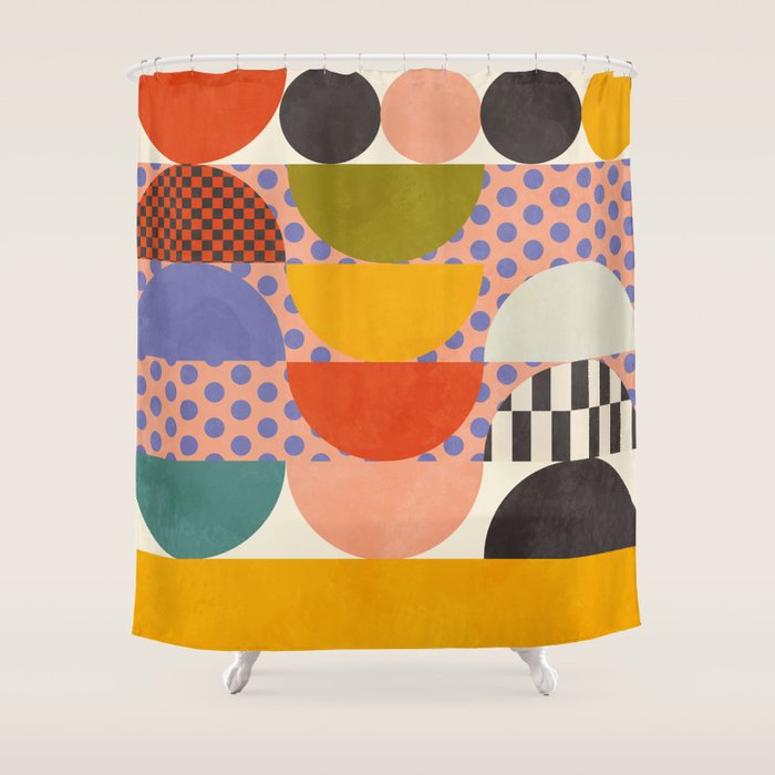 mid century modern shapes 6 22 Shower Curtain Gallery Image 1