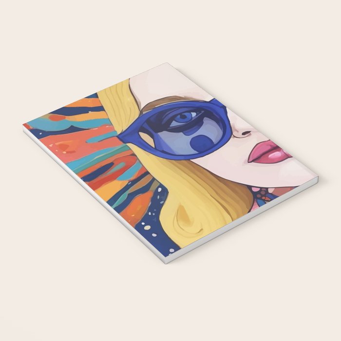 Speed Through, Retro Girl Woman Superpower Magic, Fashion Sunburst Blonde Female, Feminism Colorful Illustration Eclectic Bohemian Maximalism Notebook Gallery Image 3