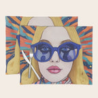 Speed Through, Retro Girl Woman Superpower Magic, Fashion Sunburst Blonde Female, Feminism Colorful Illustration Eclectic Bohemian Maximalism Placemat Gallery Image 1