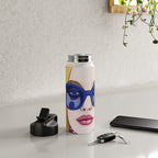 Speed Through, Retro Girl Woman Superpower Magic, Fashion Sunburst Blonde Female, Feminism Colorful Illustration Eclectic Bohemian Maximalism Water Bottle Gallery Image 4