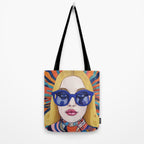 Speed Through, Retro Girl Woman Superpower Magic, Fashion Sunburst Blonde Female, Feminism Colorful Illustration Eclectic Bohemian Maximalism Tote Bag Gallery Image 2