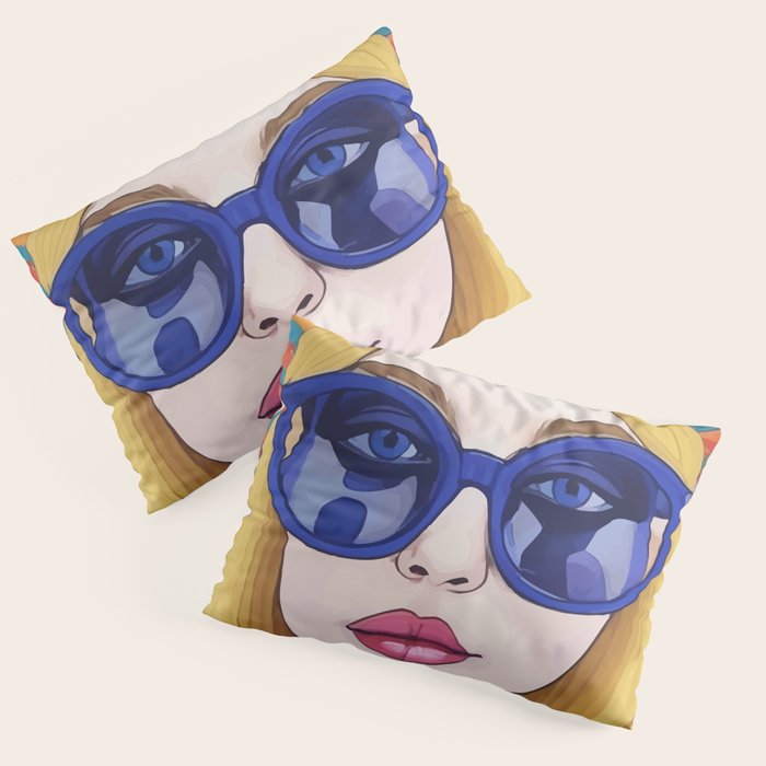 Speed Through, Retro Girl Woman Superpower Magic, Fashion Sunburst Blonde Female, Feminism Colorful Illustration Eclectic Bohemian Maximalism Pillow Sham Gallery Image 3