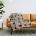 Geometric Trend in Pink Green and Black Throw Blanket Gallery Image 1