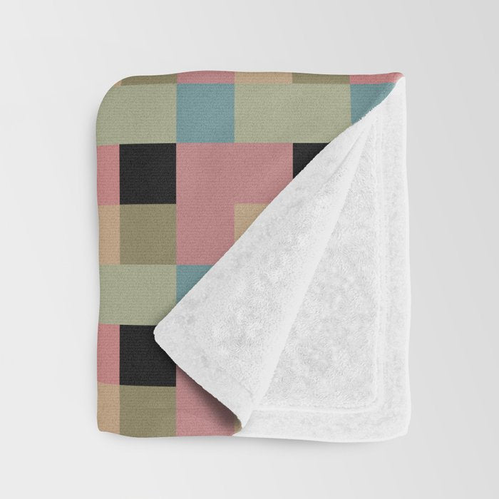 Geometric Trend in Pink Green and Black Throw Blanket Gallery Image 3