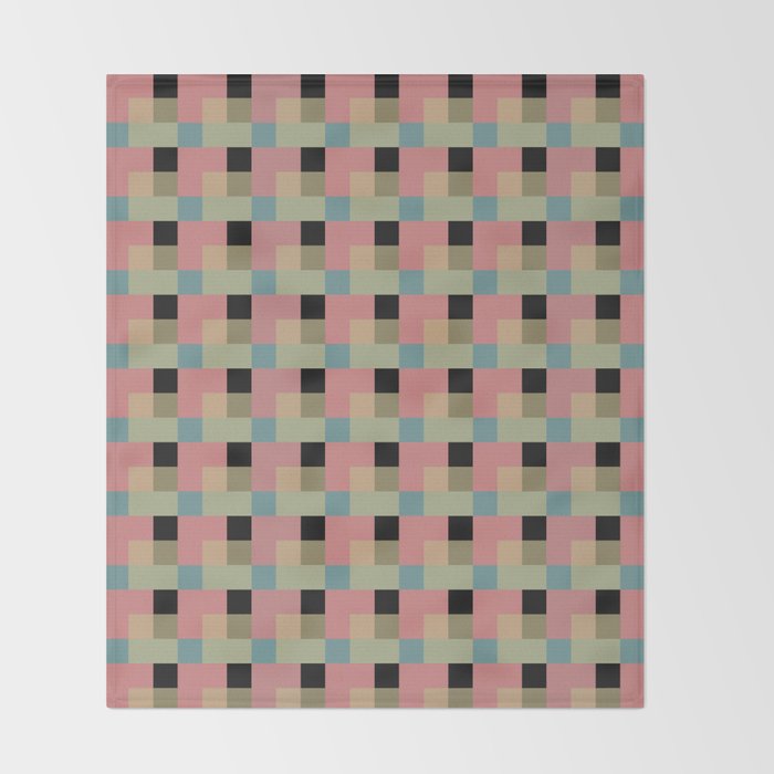 Geometric Trend in Pink Green and Black Throw Blanket Gallery Image 2