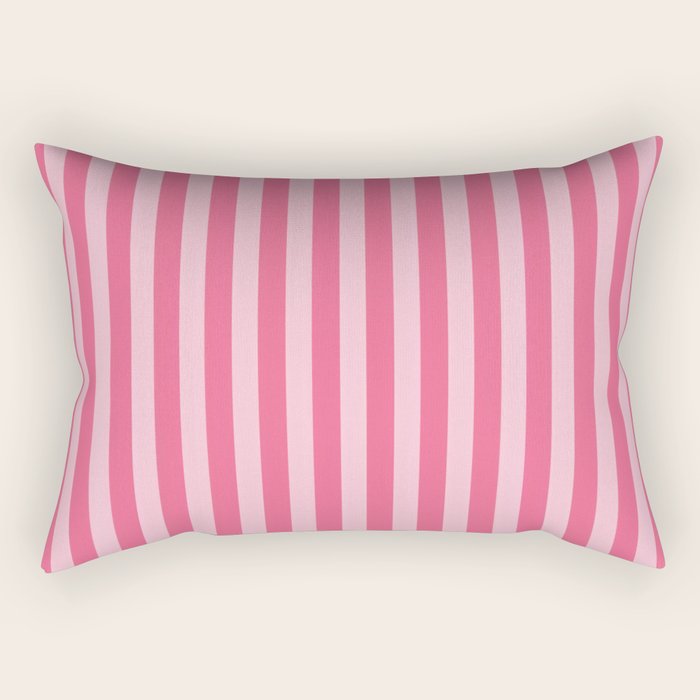 Pink Striped Pattern - Minimal Restro Aesthetic Rectangular Pillow Gallery Image 1
