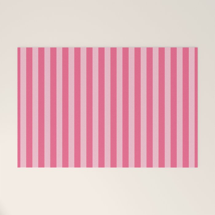 Pink Striped Pattern - Minimal Restro Aesthetic Welcome Mat Gallery Image 1