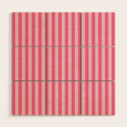 Pink Striped Pattern - Minimal Restro Aesthetic Wood Wall Art Gallery Image 1