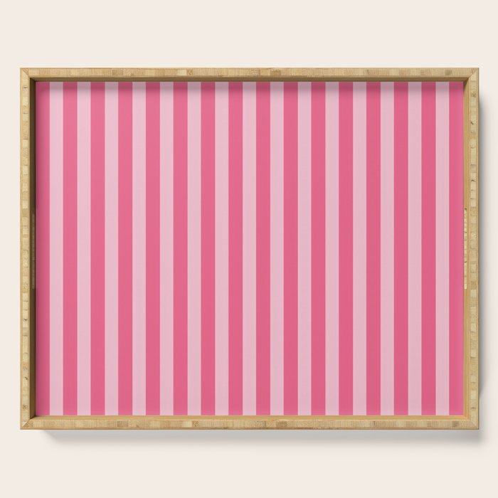 Pink Striped Pattern - Minimal Restro Aesthetic Serving Tray Gallery Image 1