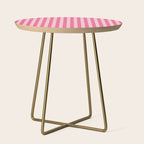 Pink Striped Pattern - Minimal Restro Aesthetic Side Table Gallery Image 1