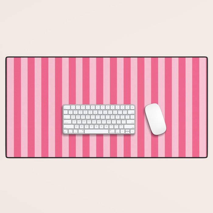 Pink Striped Pattern - Minimal Restro Aesthetic Desk Mat Gallery Image 1