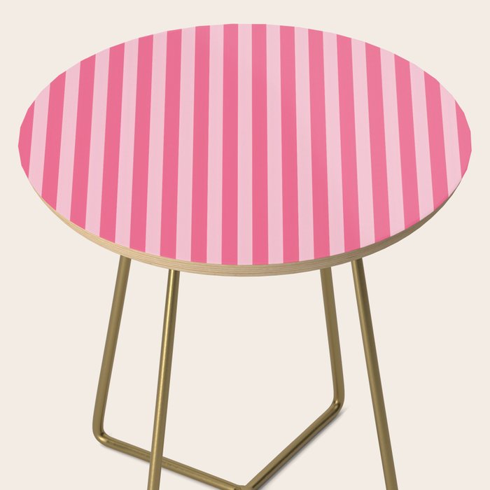 Pink Striped Pattern - Minimal Restro Aesthetic Side Table Gallery Image 2