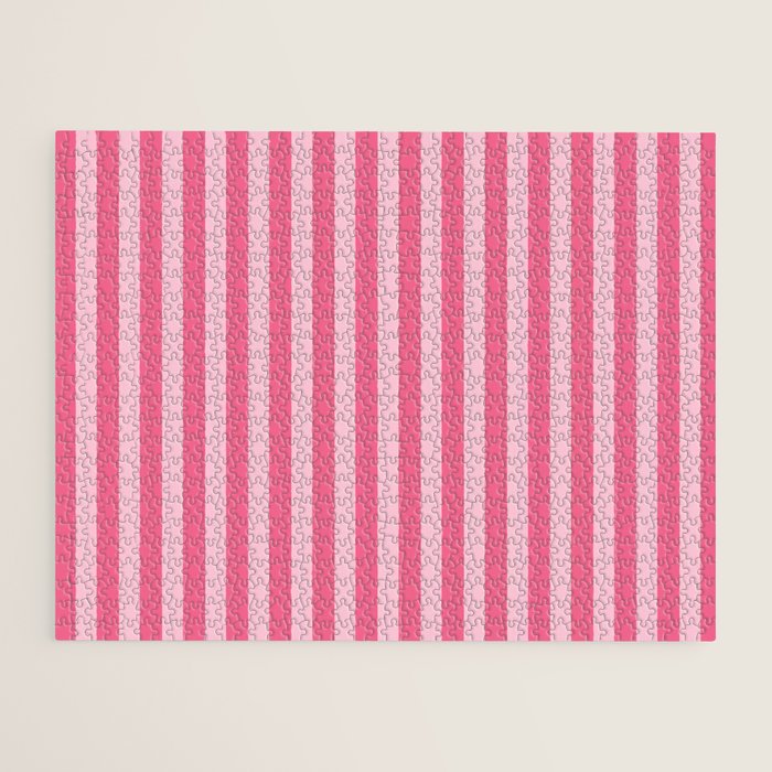 Pink Striped Pattern - Minimal Restro Aesthetic Jigsaw Puzzle Gallery Image 2