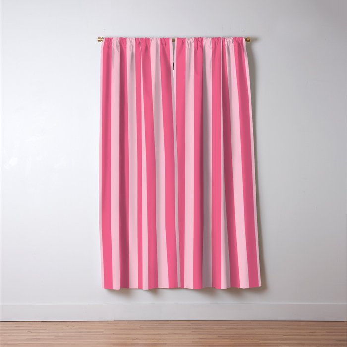 Pink Striped Pattern - Minimal Restro Aesthetic Window Curtain Gallery Image 3