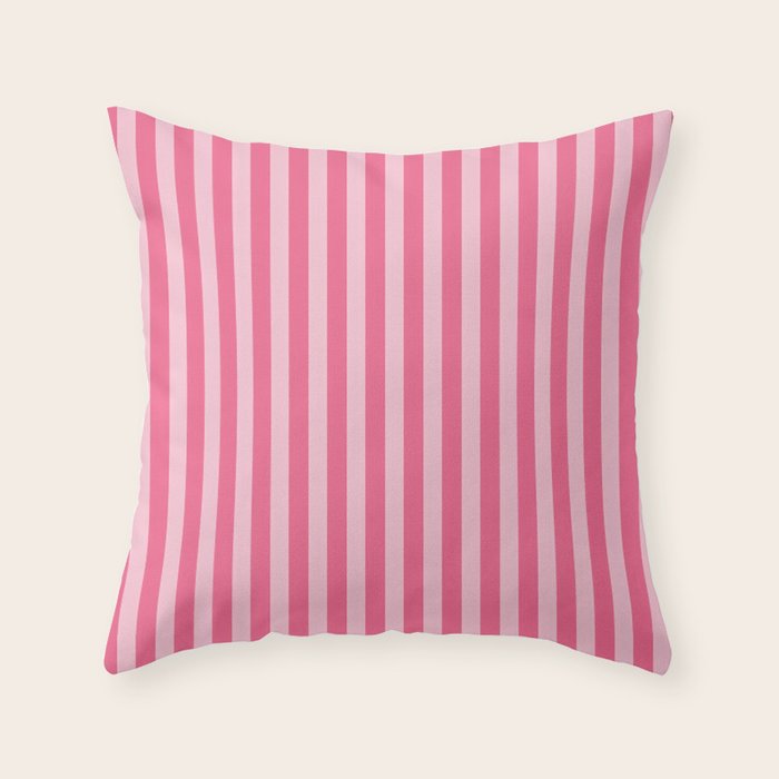 Pink Striped Pattern - Minimal Restro Aesthetic Throw Pillow Gallery Image 1