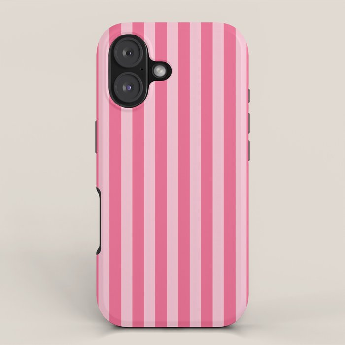 Pink Striped Pattern - Minimal Restro Aesthetic iPhone Case Gallery Image 1