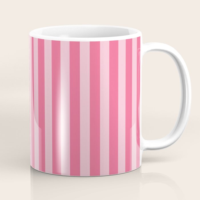 Pink Striped Pattern - Minimal Restro Aesthetic Coffee Mug Gallery Image 1