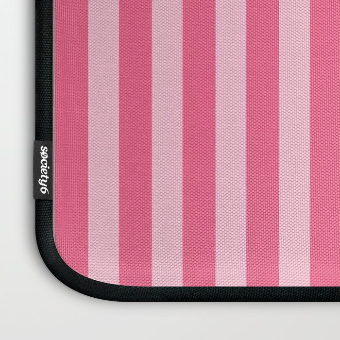 Pink Striped Pattern - Minimal Restro Aesthetic Laptop Sleeve Gallery Image 3